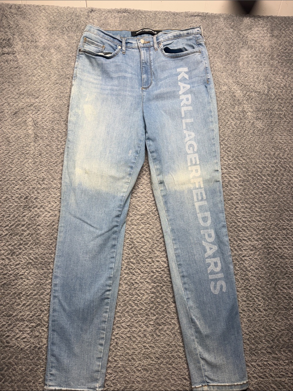 Karl Lagerfeld Light Blue Straight-Leg Logo Jeans
